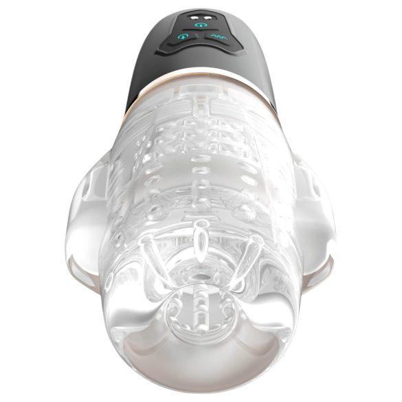 Funny Me Rocket Cup - saug-vibrierender Masturbator (transparent-schwarz)