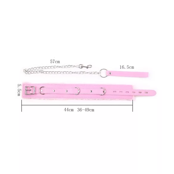 Gefüttertes BDSM-Halsband und Leine (rosa)