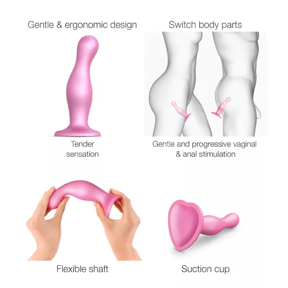 Strap-on-me Curvy S - gewellter Dildo mit Saugnapf (pink)