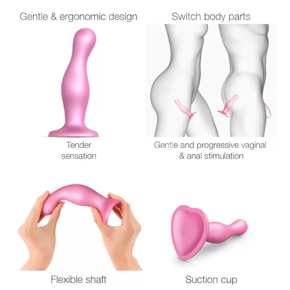 Strap-on-me Curvy S - gewellter Dildo mit Saugnapf (pink)