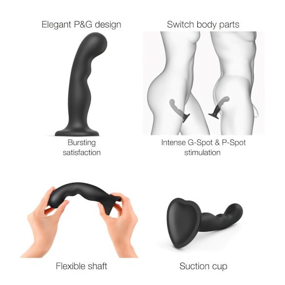 Strap-on-me P&G S - Gebogenes Saugnapf-Dildo (schwarz)