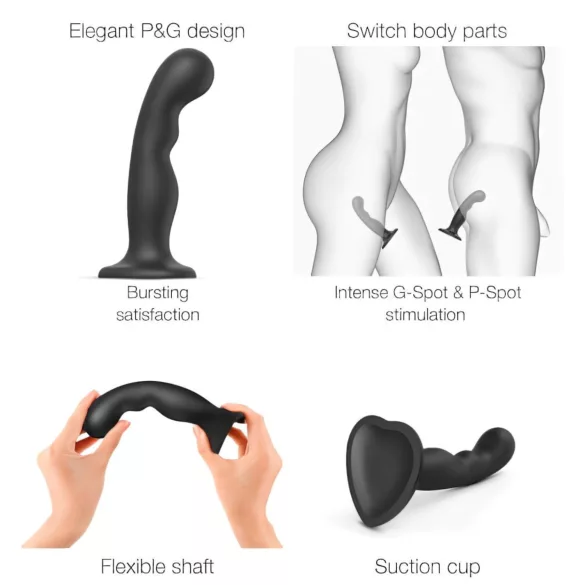 Strap-on-me P&G S - Gebogenes Saugnapf-Dildo (schwarz)