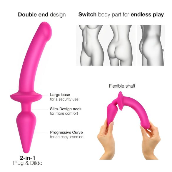 Strap-on-me Switch Halb-Realistischer L - 2in1 Silikon-Dildo (rosa)