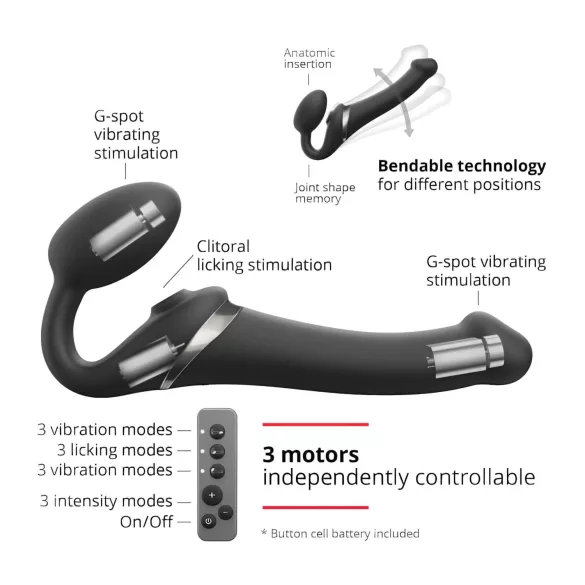 Strap-on-me S - aufschnallbarer Luftstoß-Vibrator - (schwarz)