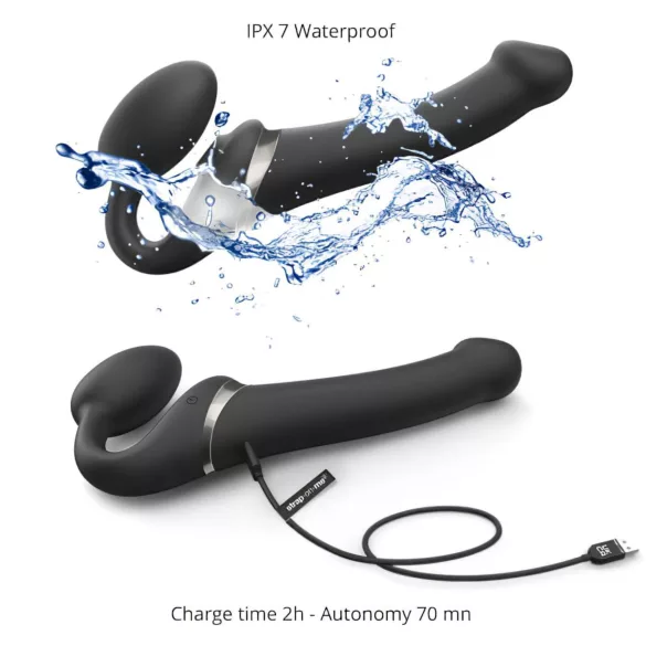 Strap-on-me M - Luftwellen Strap-On Vibrator (schwarz)