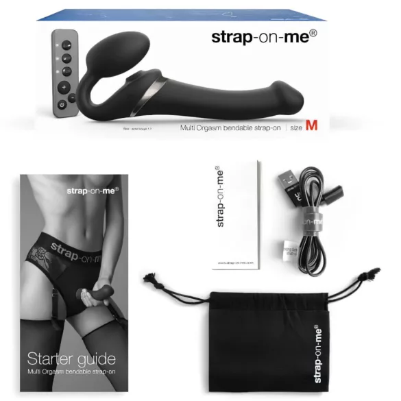 Strap-on-me M - Luftwellen Strap-On Vibrator (schwarz)
