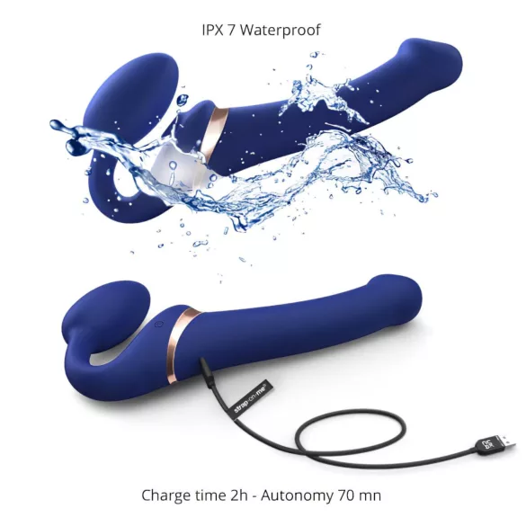 Strap-on-me M - Aufsteckbarer, Luftwellen-Vibrator (blau)