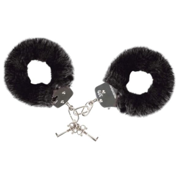 Love to Love Attach me - Plüsch-Handschellen (schwarz)