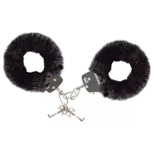 Love to Love Attach me - Flauschige Handschellen (schwarz)