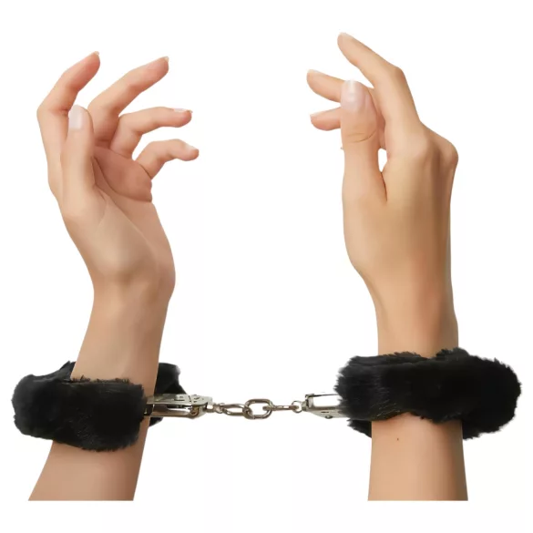 Love to Love Attach me - Flauschige Handschellen (schwarz)