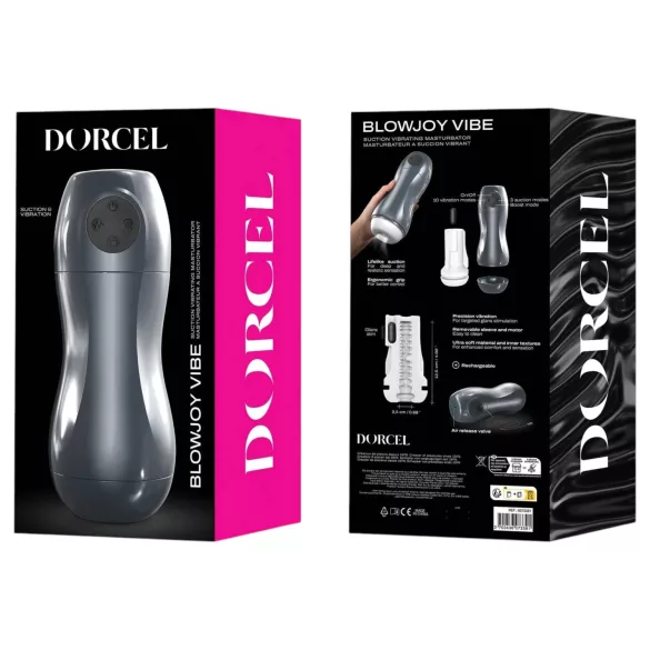Dorcel Blowjoy Vibe - Saug- und Vibrations-Masturbator mit Akku (grau)