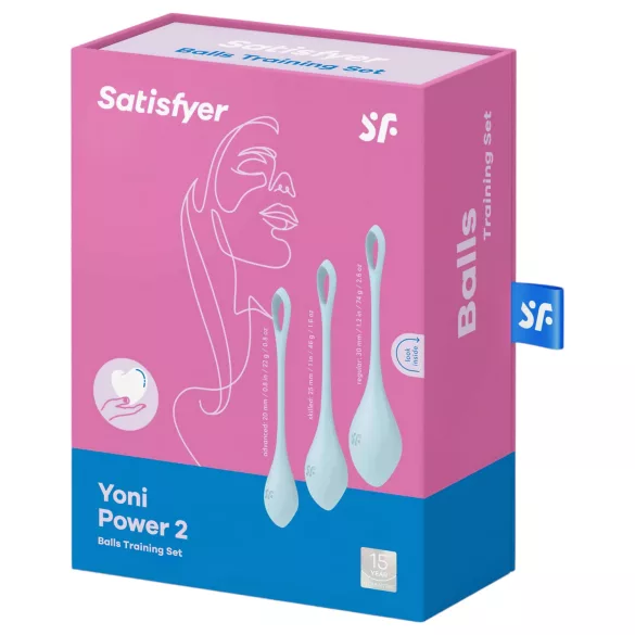 Satisfyer Yoni Power 2 - blauer Liebeskugel-Set (3-teilig)