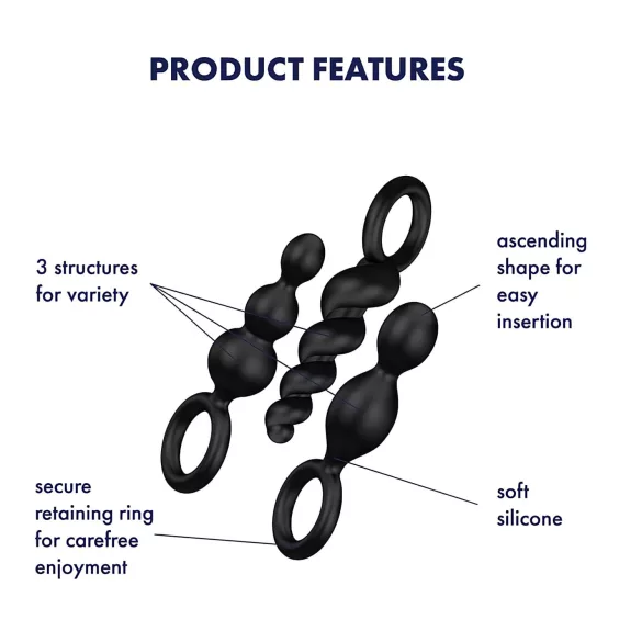 Satisfyer Booty Call - Anales Plug-Set - Schwarz (3-teilig)