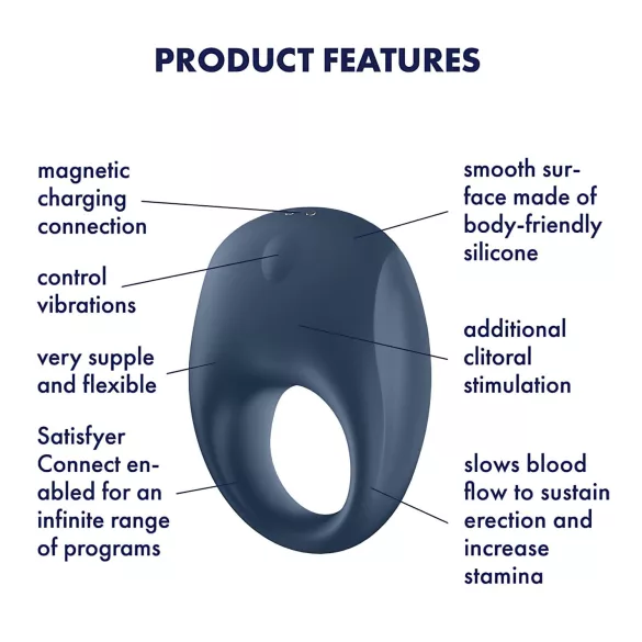 Satisfyer Strong One - App-gesteuerter vibrierender Penisring für Männer (blau)