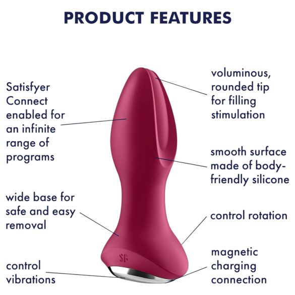 Satisfyer Rotator Plug 2 - Akku, perlenbesetzter Anal-Vibrator (rot)