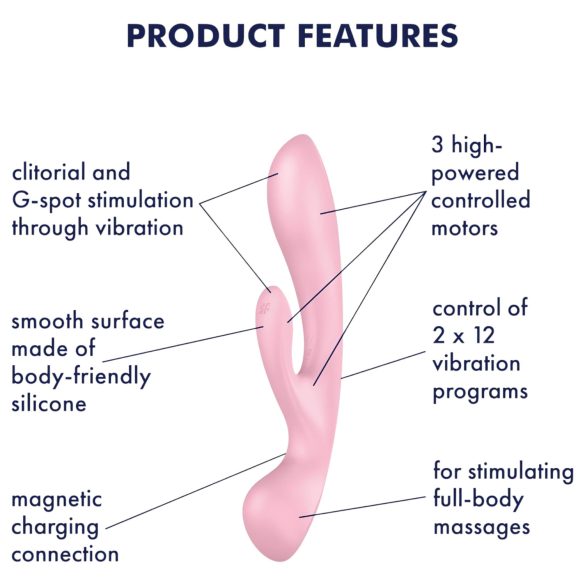 Satisfyer Triple Oh - Akku-Klitoralvibrator mit Schaft (pink)