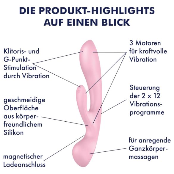 Satisfyer Triple Oh - Akku-Klitoralvibrator mit Schaft (pink)