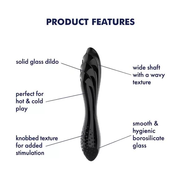 Satisfyer Dazzling Crystal 1 - doppelseitiger Glas-Dildo (schwarz)