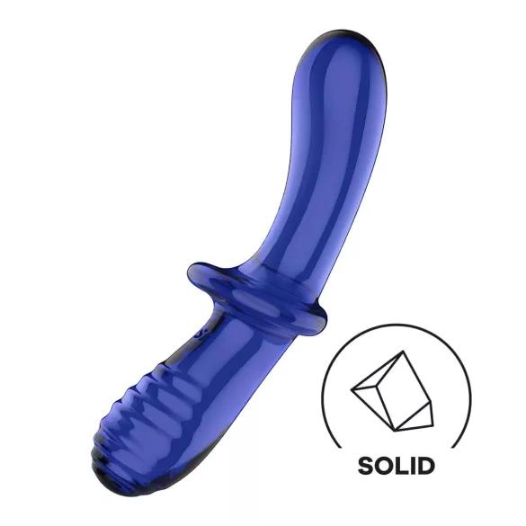Satisfyer Double Crystal - doppelseitiger Glasdildo (blau)