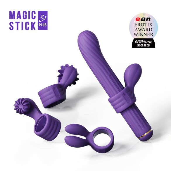 Magic Stick - Vibrator mit wechselbaren Aufsätzen (Lila)