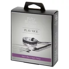 Fifty Shades of Grey - Brustklemmen mit Halsband (silber)