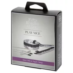 Fifty Shades of Grey - Brustklemmen mit Halsband (silber)