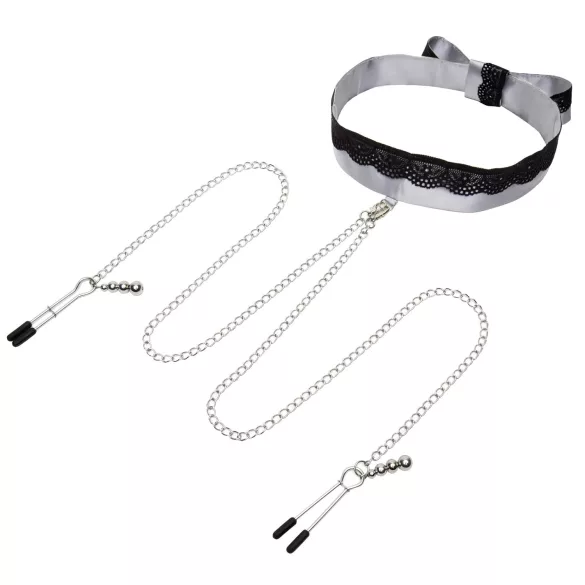 Fifty Shades of Grey - Brustklemmen mit Halsband (silber)