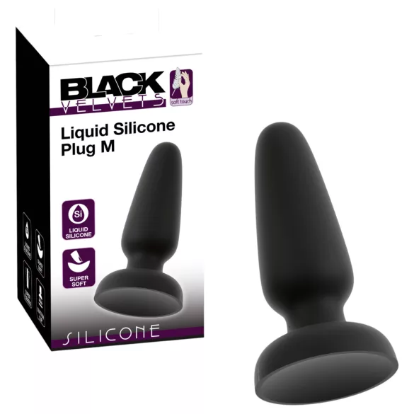 Black Velvets - Silikon Analplug mit Saugnapf (schwarz) - M