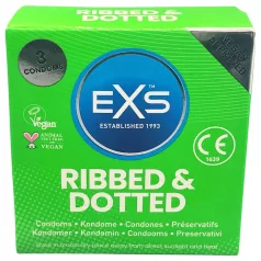  EXS Gerippt, genoppt & ausgestellt - gepunktetes Kondom (3 Stk)