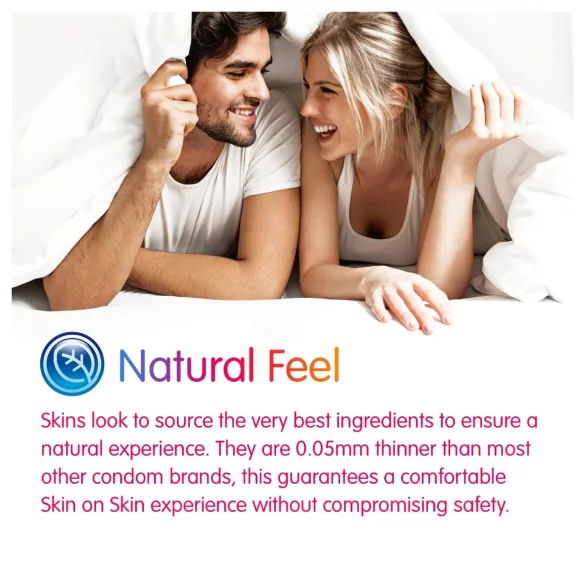 Skins - gemischte Kondome - genoppt, natur, extra dünn (4 Stk.)