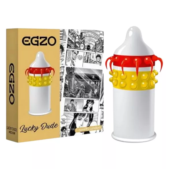 Egzo Lucky Dude - gepunktetes, tentakelartiges Kondom (1 Stk)