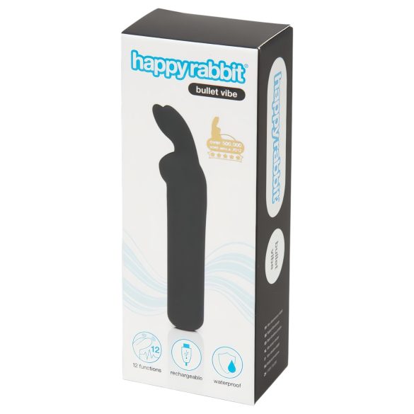 Happyrabbit Bullet - Akku-Auflegevibrator mit Häschen (schwarz)
