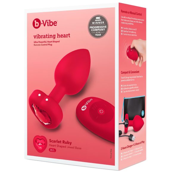 b-vibe Herz - Akku Funk Anusvibrator (rot)