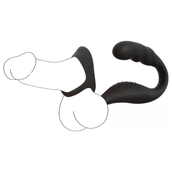 Rebell - Prostata-Vibrator mit Penis- und Hodenring (schwarz)