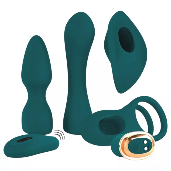 Couples Choice - 4-in-1 vielseitiger Vibrator mit Fernbedienung (türkis)