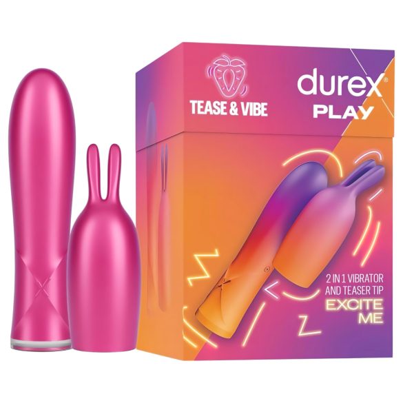 Durex Tease & Vibe - Stabvibrator mit Häschen-Klitorisreiz (Pink)