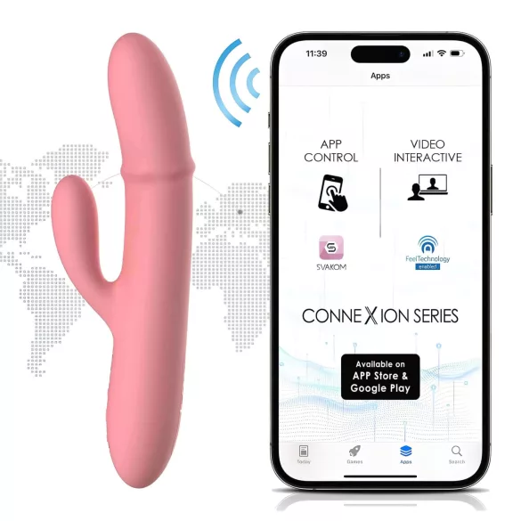 Svakom Mora Neo - App-gesteuerter Vibrator mit Perlen und Klitorisschaft (Pink)