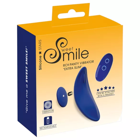 Smile - tragbarer, extra dünner Slip-Vibrator mit Fernbedienung (blau)