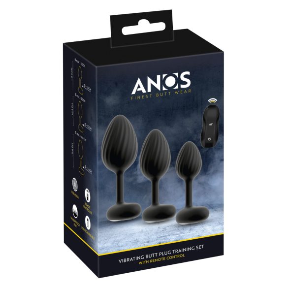 ANOS - vibrierendes Anal-Plug-Set (schwarz)