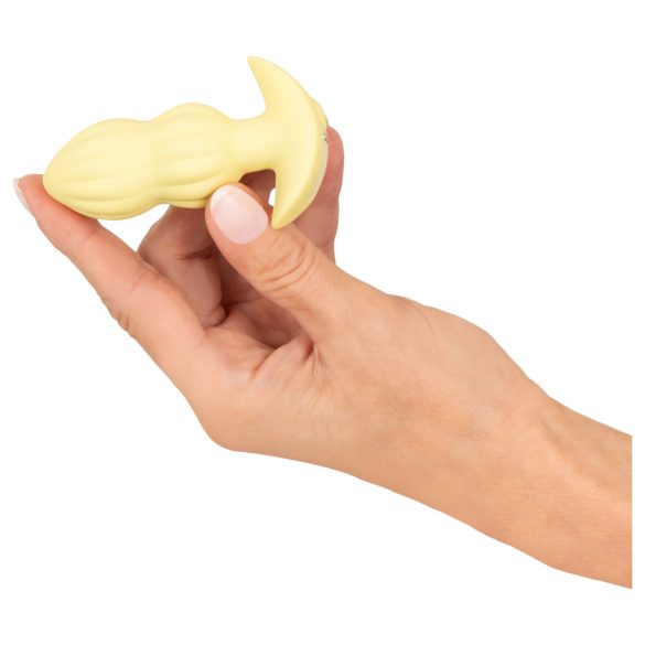 Cuties Mini - gerippter vibrierender Analplug (gelb)