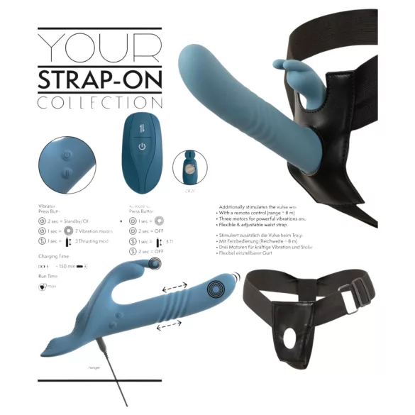 You2Toys - 3-teiliges anlegebares Hasenstoß-Vibrator-Set mit Fernbedienung (blau)