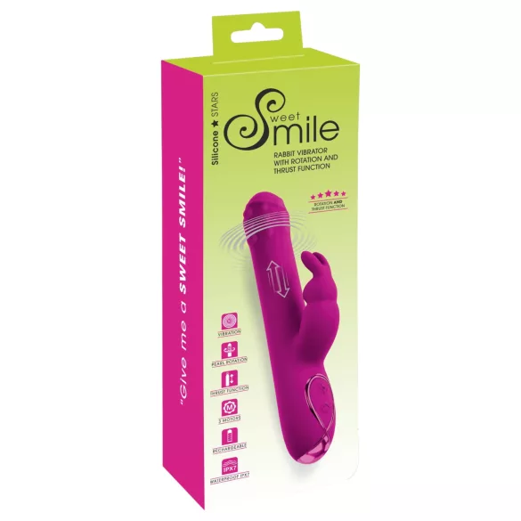 Sweet Smile - Schub-, Rotationsvibrator mit Klitorisstimulator (rosa)
