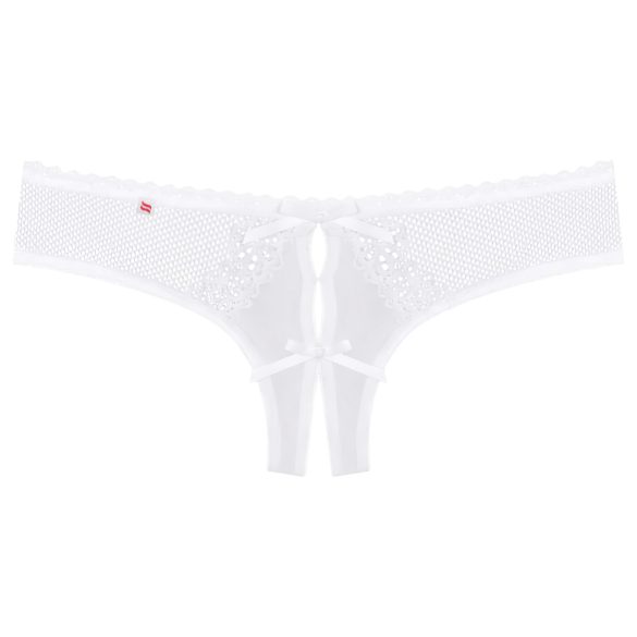 Obsessive Alabastra - Blumen Tanga mit Schleife - Weiß - L/XL
