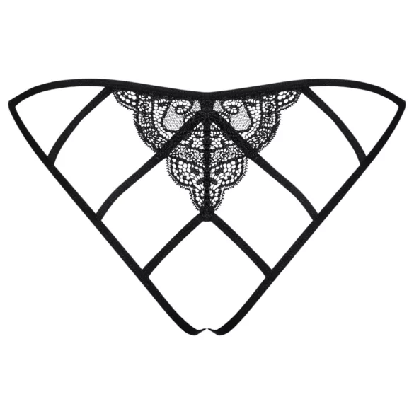 Obsessive Miamor - Netzoffener Spitzen-Slip (Schwarz) - L/XL