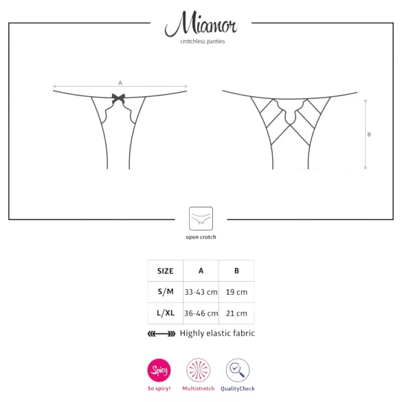 Obsessive Miamor - Netzoffener Spitzen-Slip (Schwarz) - L/XL