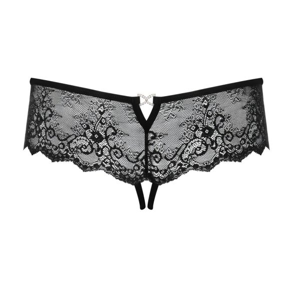 Obsessive Merossa - Strass, offener Damenstring - Schwarz - L/XL