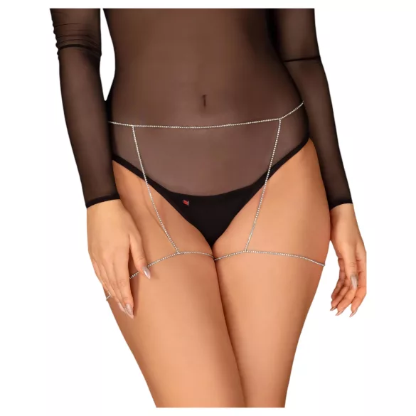 Obsessive Bijou 905 - Schmuck-Körperharness Unterteil (silber) - S-L