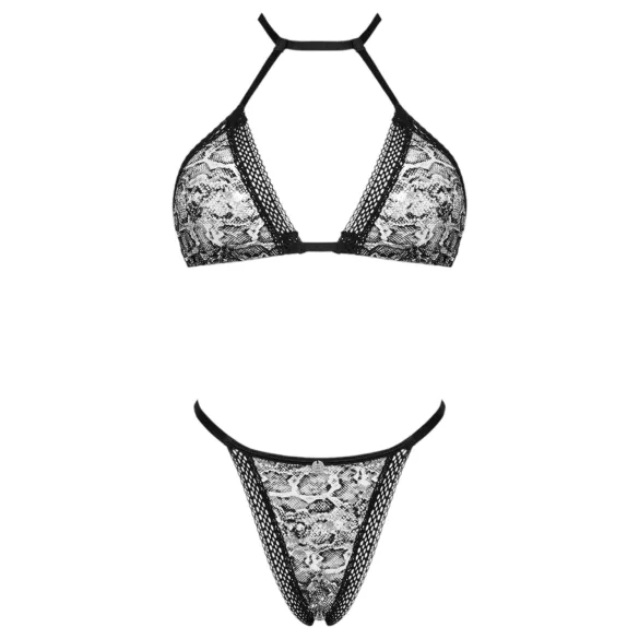 Obsessive Xenita - Transparenter BH-Set mit Muster (Grau) - L/XL