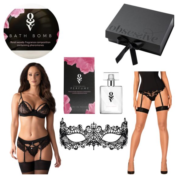 Obsessive Wonderia - Dessous-Geschenkbox - 6-teilig (schwarz) - L/XL