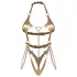 Obsessive Anyya - Body mit Trägern und Ketten in Lederoptik (gold)